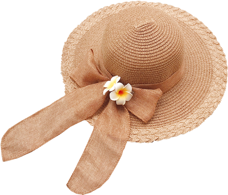 Eaves Ribbon Straw Hat Beige Children's Models Big - Artificial Flower (800x800), Png Download