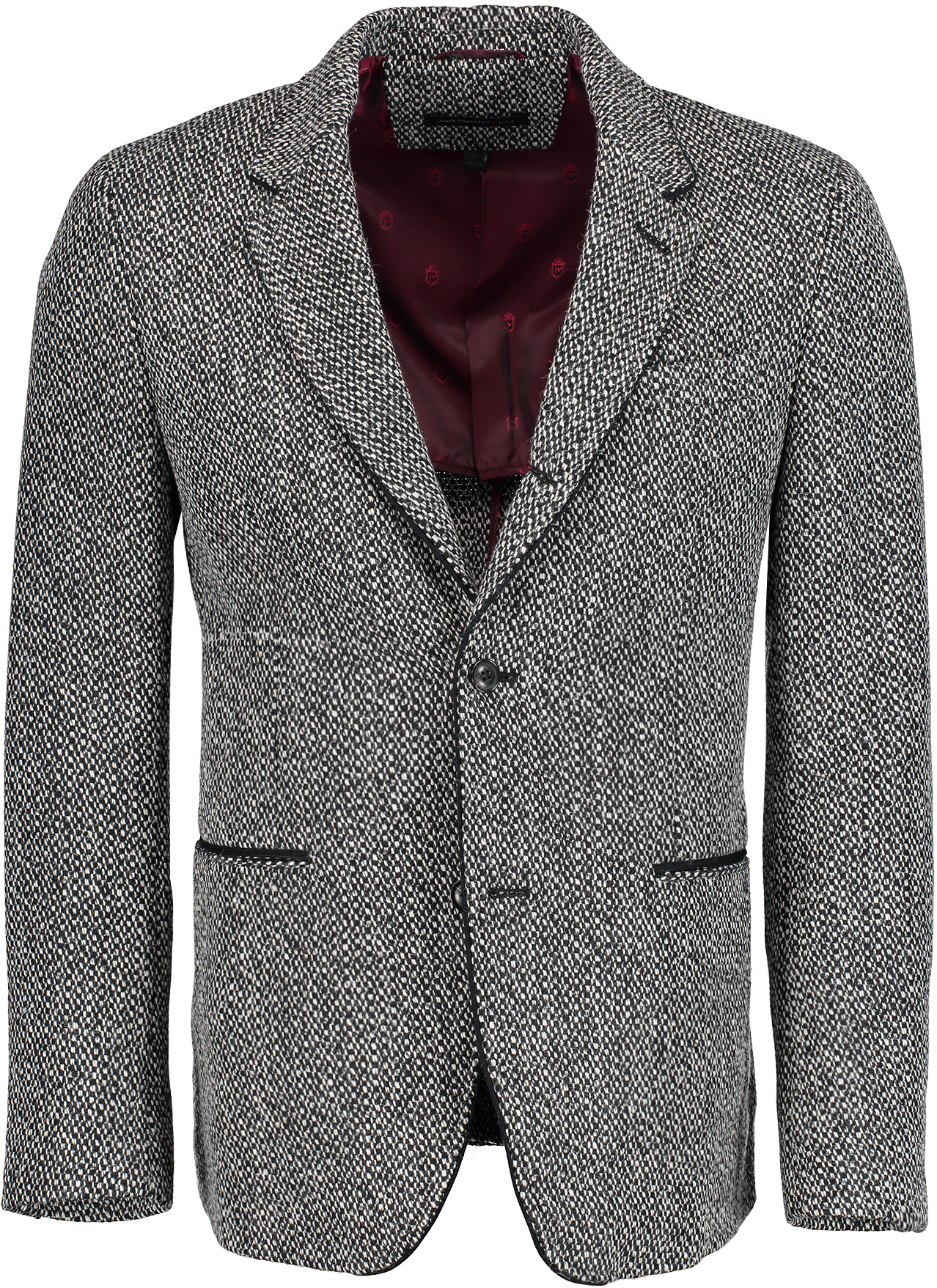 Black And White Textured Sport Coat With A Two Button (1280x1920), Png Download
