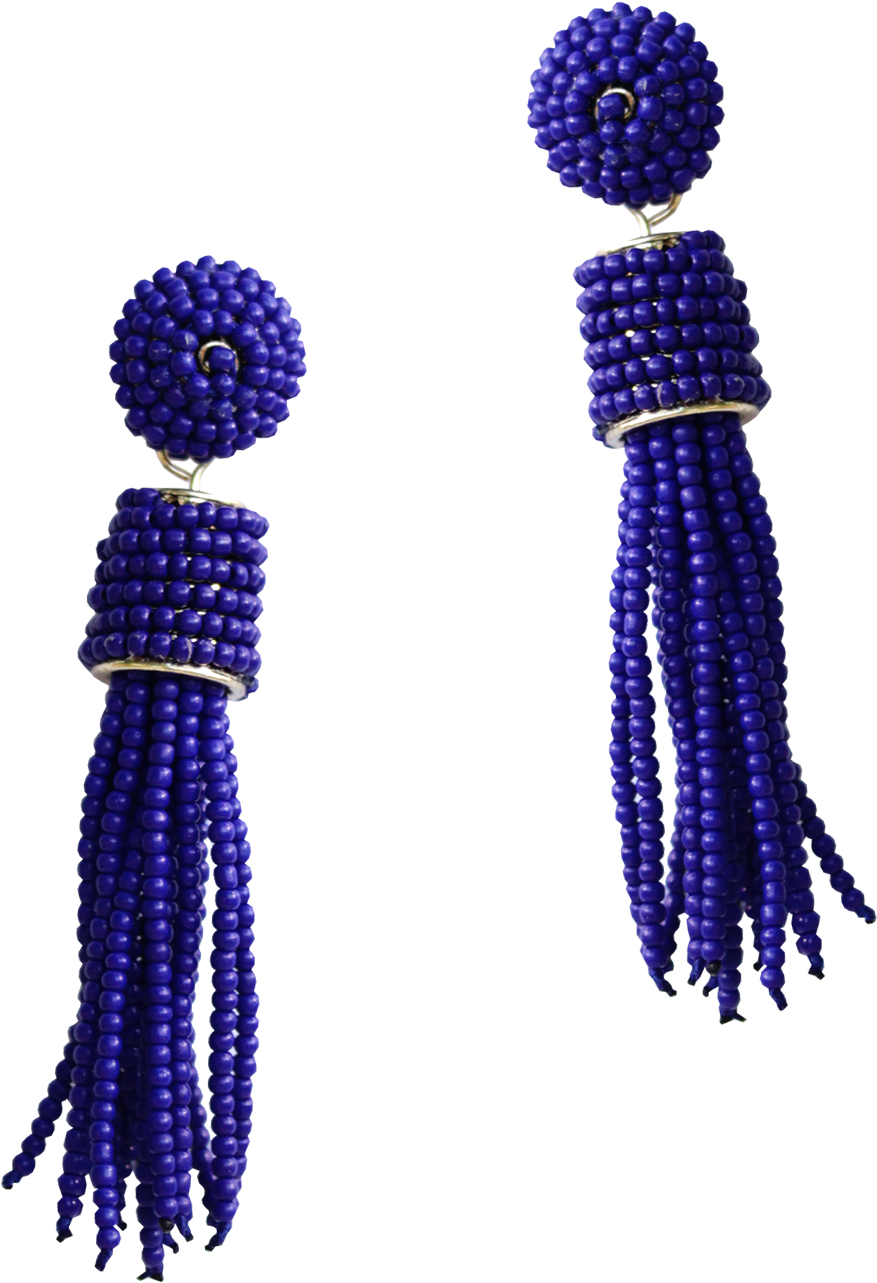 Navy Tassel Earrings - Earring (1440x1440), Png Download