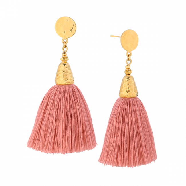 Cayenne Earrings With Pink Tassels - Earring (650x650), Png Download