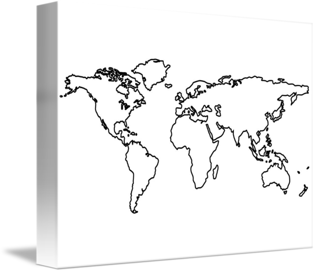 Black World Map Outlines Isolated On White By Laschon Dark Outline World Map Full Size Png Download Seekpng