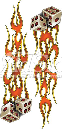 Flaming Dice Sleeves - T-shirt (250x518), Png Download
