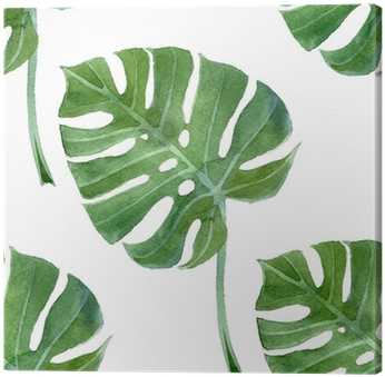 Watercolor Monstera Leaf Seamless Canvas Print • Pixers® - Watercolor Monstera Leaf (400x400), Png Download