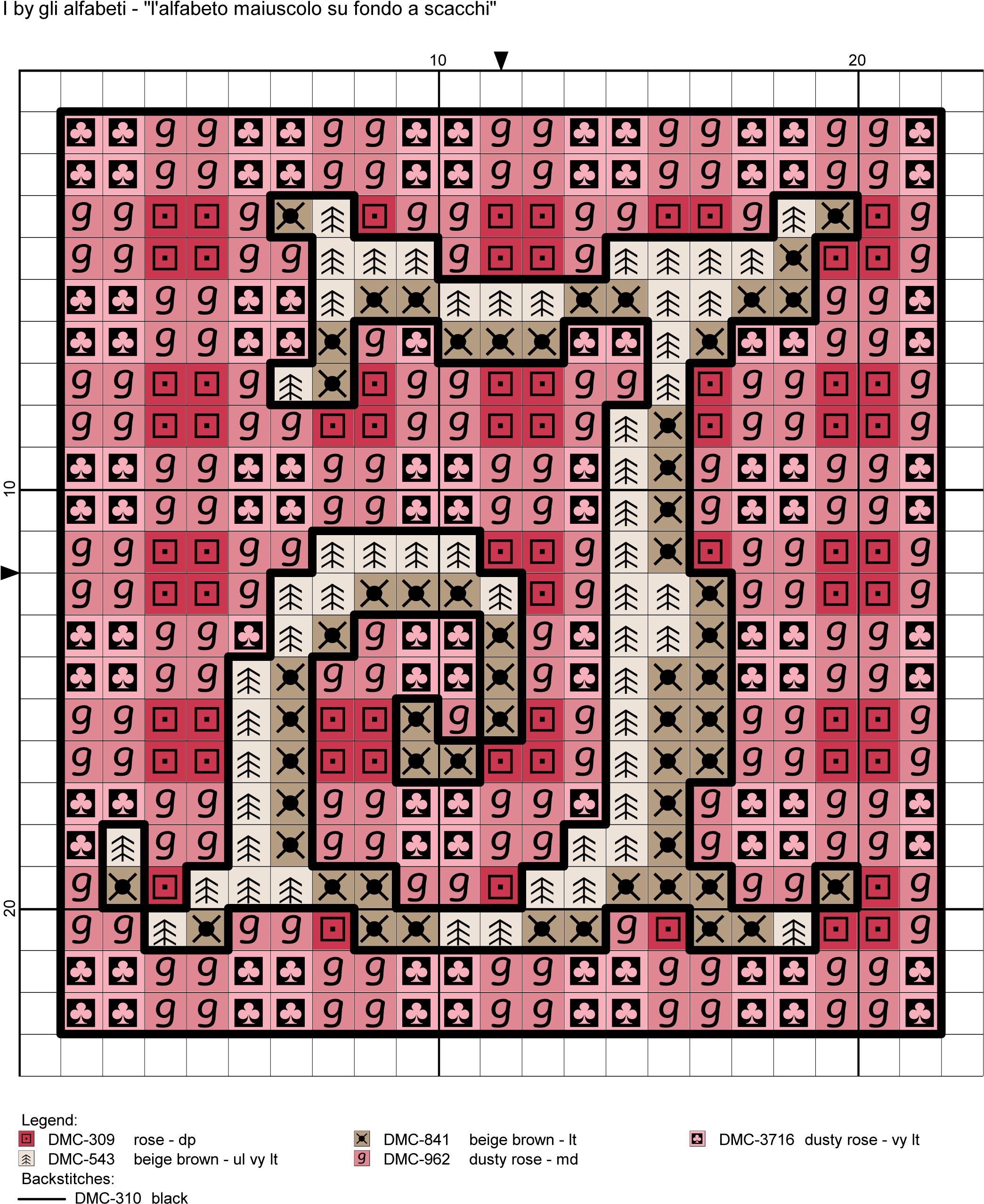 Uppercase Alphabet On Checkered Background Cross Stitch - Cross-stitch (2130x2593), Png Download