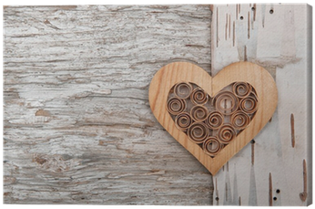 Wooden Decorative Heart On The Birch Bark Canvas Print - Bark (400x400), Png Download