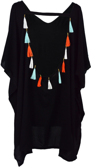 Back Tassel Poncho Clothing Lou Lou Boutiques - Day Dress (406x600), Png Download