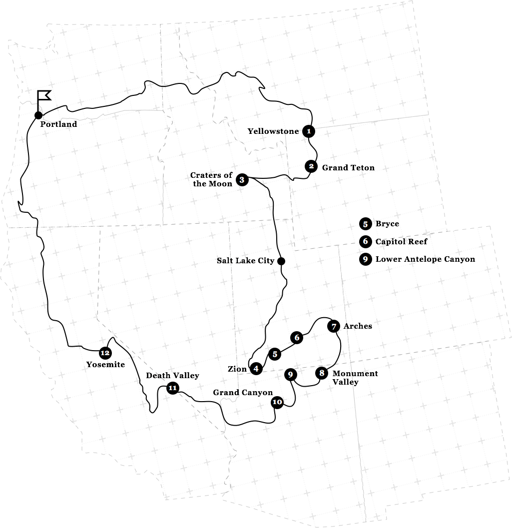 During Two Long Days I Was Driving From Portland To - Map (1025x1057), Png Download