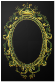 An Ornate, Grungy Gold Mirror On A Black Background - Mirror With Black Background (400x400), Png Download