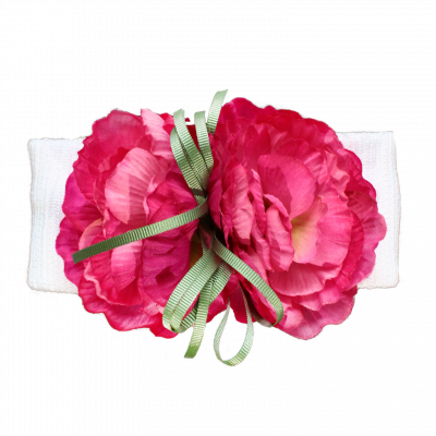 Fascia In Cotone Bianco Con Fiori Magenta - Carnation (400x400), Png Download