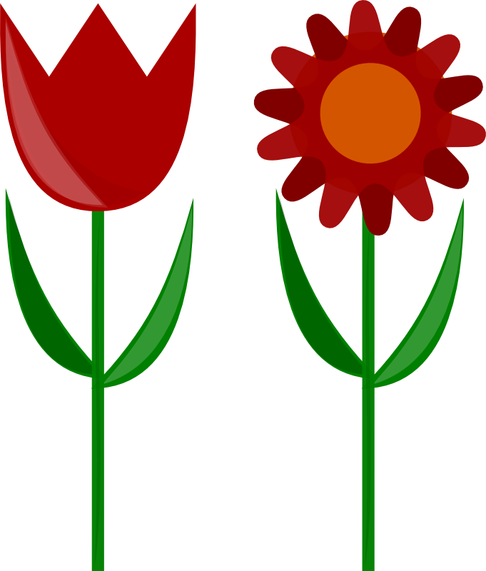 Clipart Tulip Flowers - Flowers With Stem Clipart (681x800), Png Download