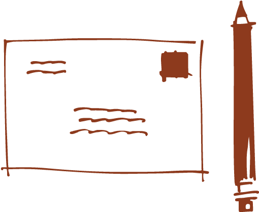 Contact Us » Stamped Envelope With Pencil Doodle - Illustration (513x431), Png Download