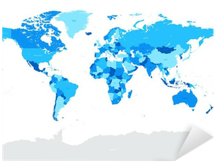 Hi Detail Blue Vector Political World Map Illustration - World Map (400x400), Png Download