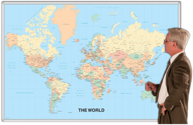 Dry Erase World Maps - World Map (400x300), Png Download