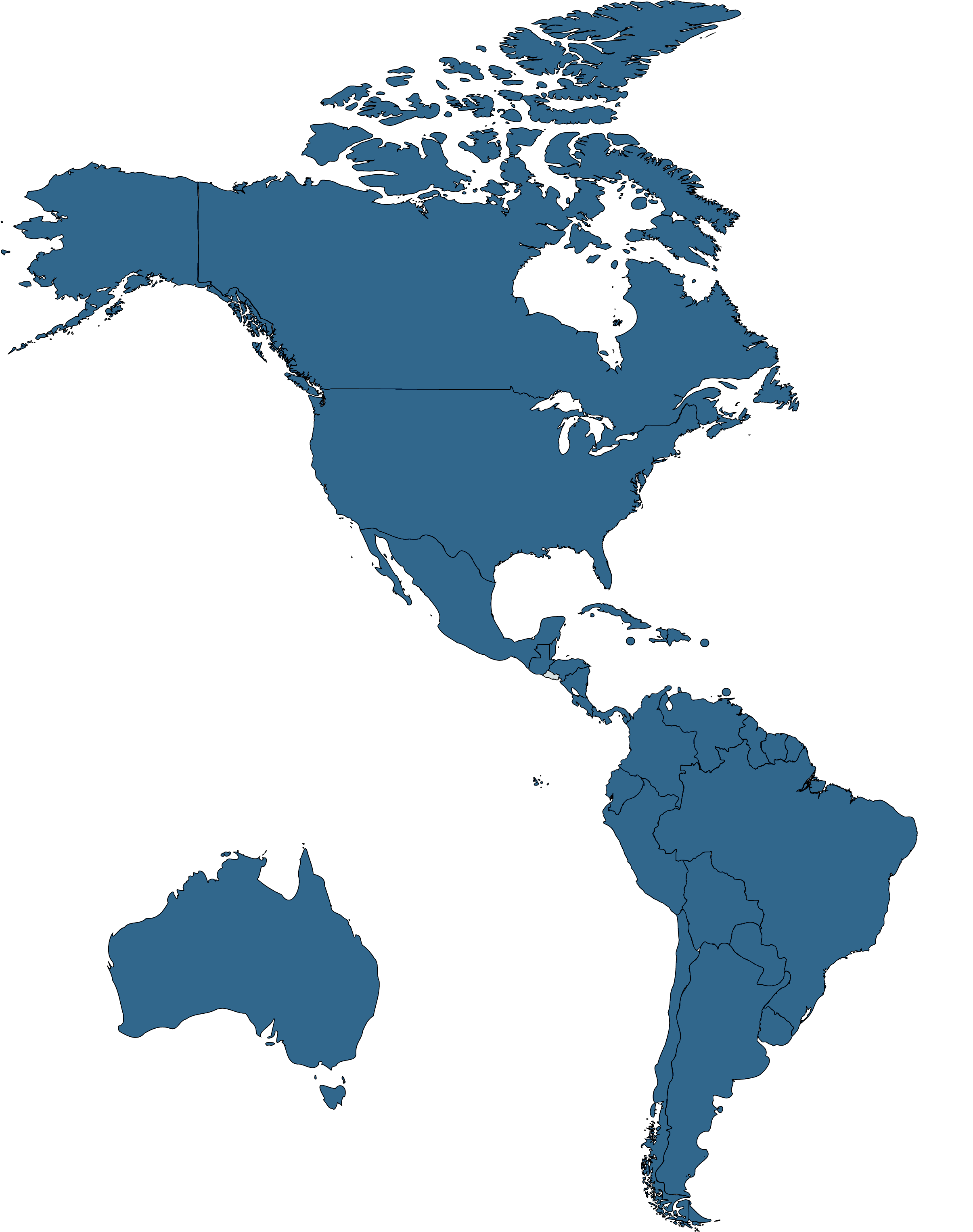 Australia - Head Office - North America Map Silhouette (2540x3173), Png Download