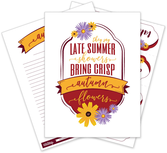 Autumn Flowers Printable Pack - Illustration (600x600), Png Download