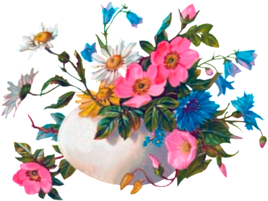 Hand Painted Aesthetic Bouquet Art - Zazzle Vase Rosa, Weiße Und Blaue Blumen Postkarte (1024x1024), Png Download