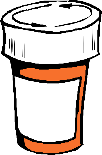 Pill Bottle Clipart (390x593), Png Download