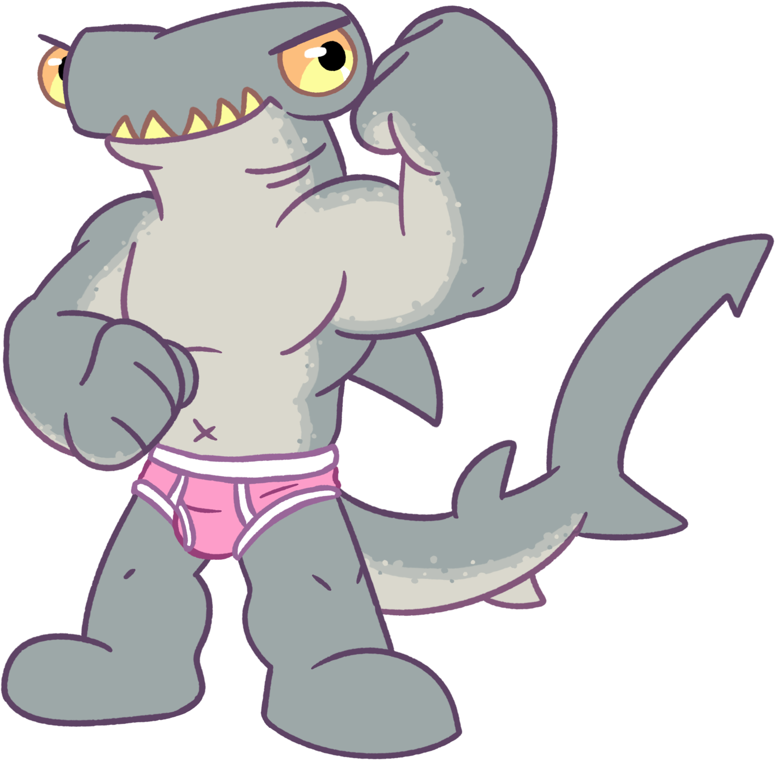 Graphic Freeuse Download Hammerhead Shark In Underwear - Hammerhead Shark Cartoon Drawing (1600x1600), Png Download