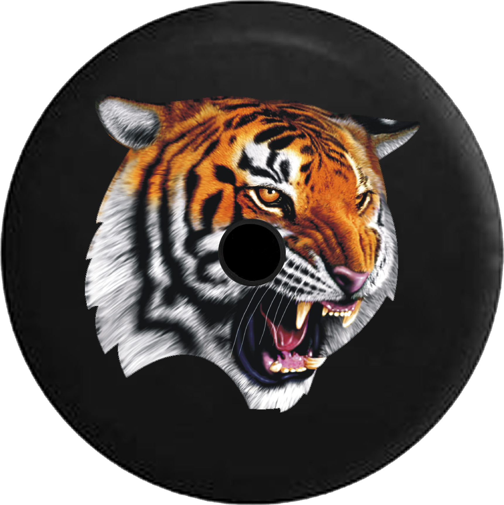 Jeep Wrangler Jl Backup Camera Day Striped Tiger Growling - Tirecoverpro Striped Tiger Growling Spare Tire Cover (1721x1725), Png Download