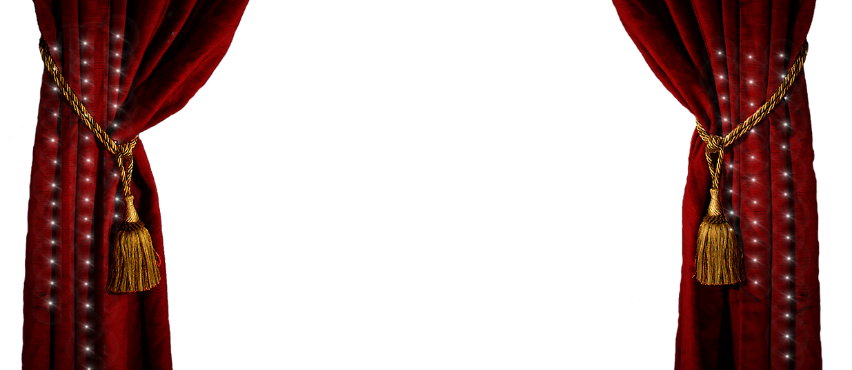 From The Screen To The Stage - Transparent Stage Red Curtains (1235x536), Png Download