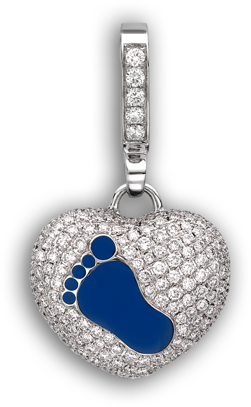 White Gold, Diamond & Blue Enamel Small Baby Foot 'art - Jewellery (1050x1225), Png Download