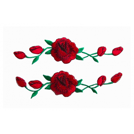 Two Red Sneakers Rose Flowers Applique Patches - Red Rose Flower Embroidery Applique Patch (450x450), Png Download
