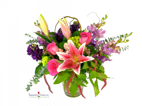 Orchids, Roses, Lilies, Stock, A Wonderful Mixture - Bouquet (480x480), Png Download