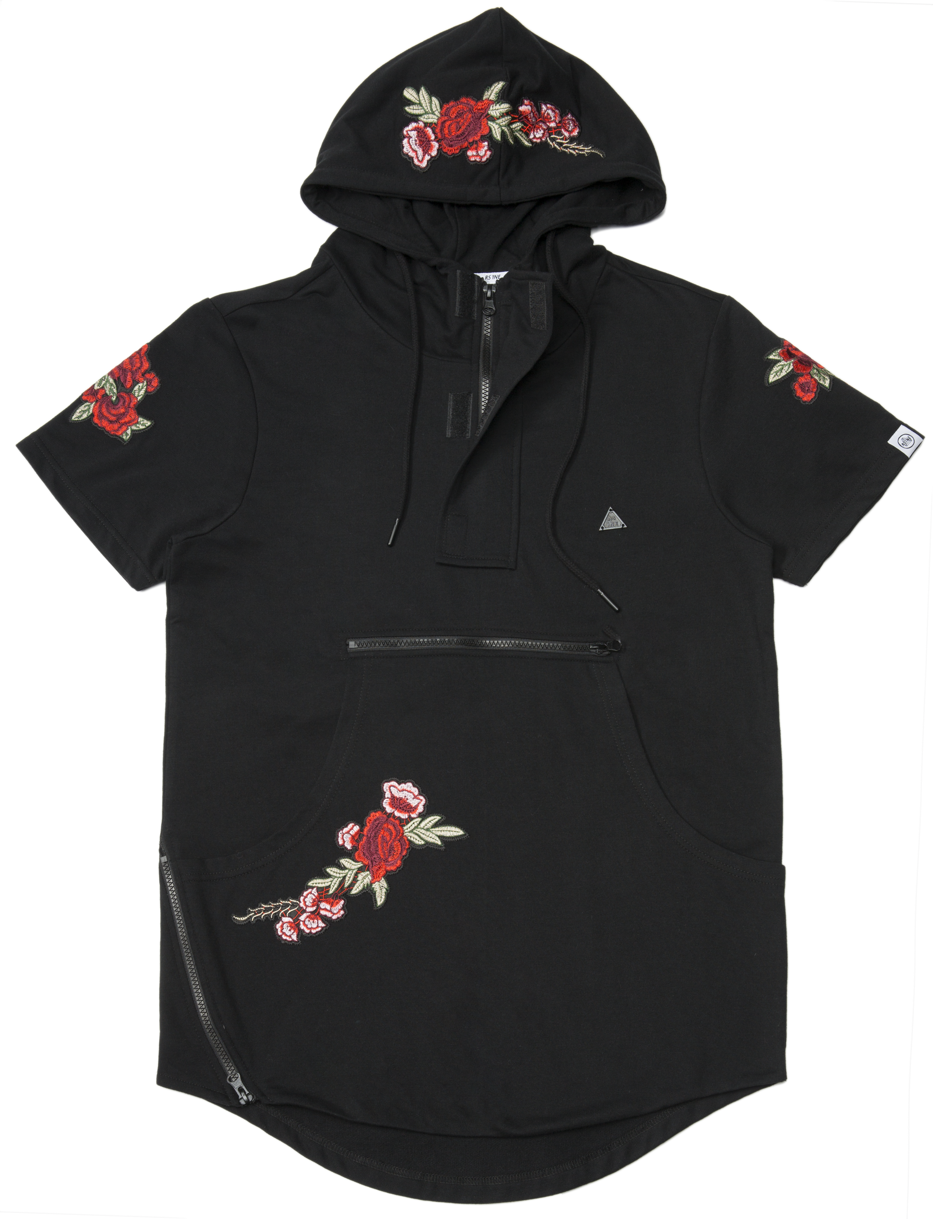 Big Rose Emb Patch Ss Hoodie - Short Sleeve Hoodie Roses (3152x4118), Png Download