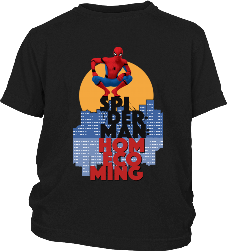 Spider-man Homecoming Spiderman Cityscape Tshirts 2017 - May Born T Shirts (1000x1000), Png Download