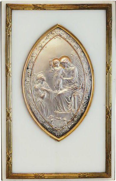Antique French Silver Plaque On White Marble, Ca - Picture Frame (611x611), Png Download