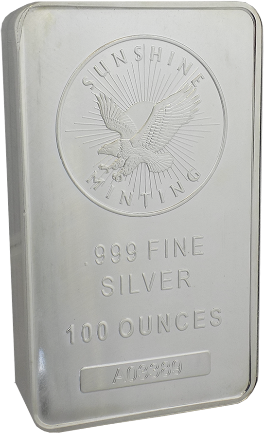 Pre-owned Sunshine Mint 100oz Silver Bar - Silver (900x900), Png Download