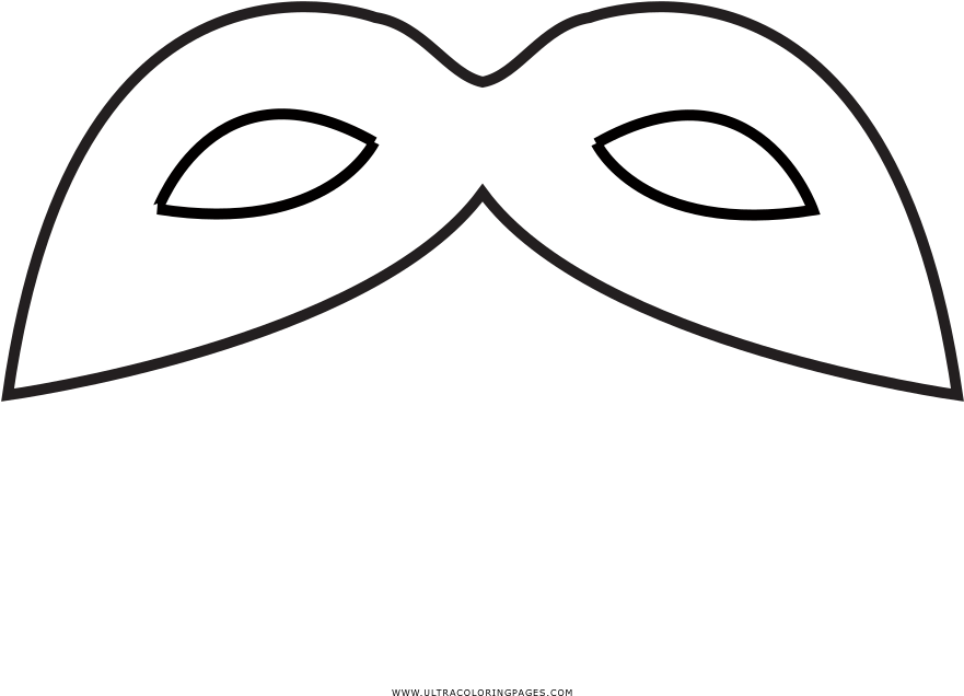 Carnaval Mask Coloring Page - Line Art (1000x1000), Png Download