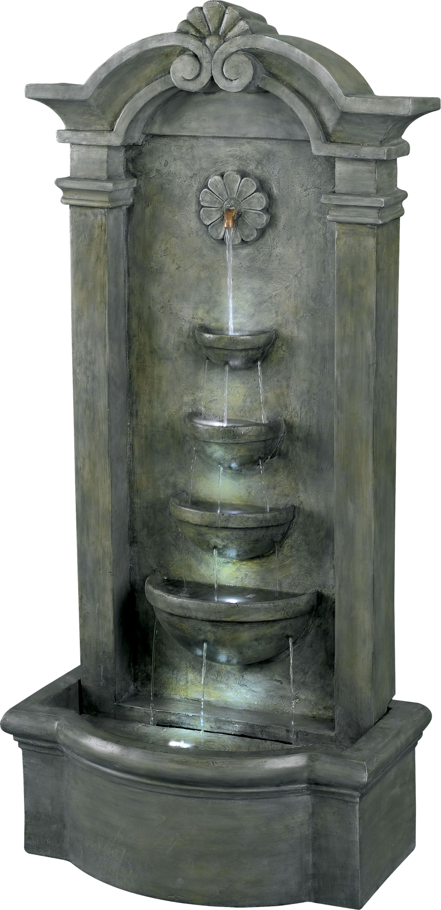 Kenroy Sienna Floor Fountain In Mossy Stone (878x1810), Png Download