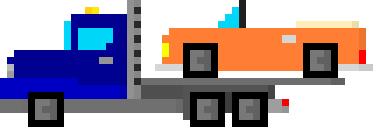 Flatbed Truck - Pixel Art (1464x552), Png Download