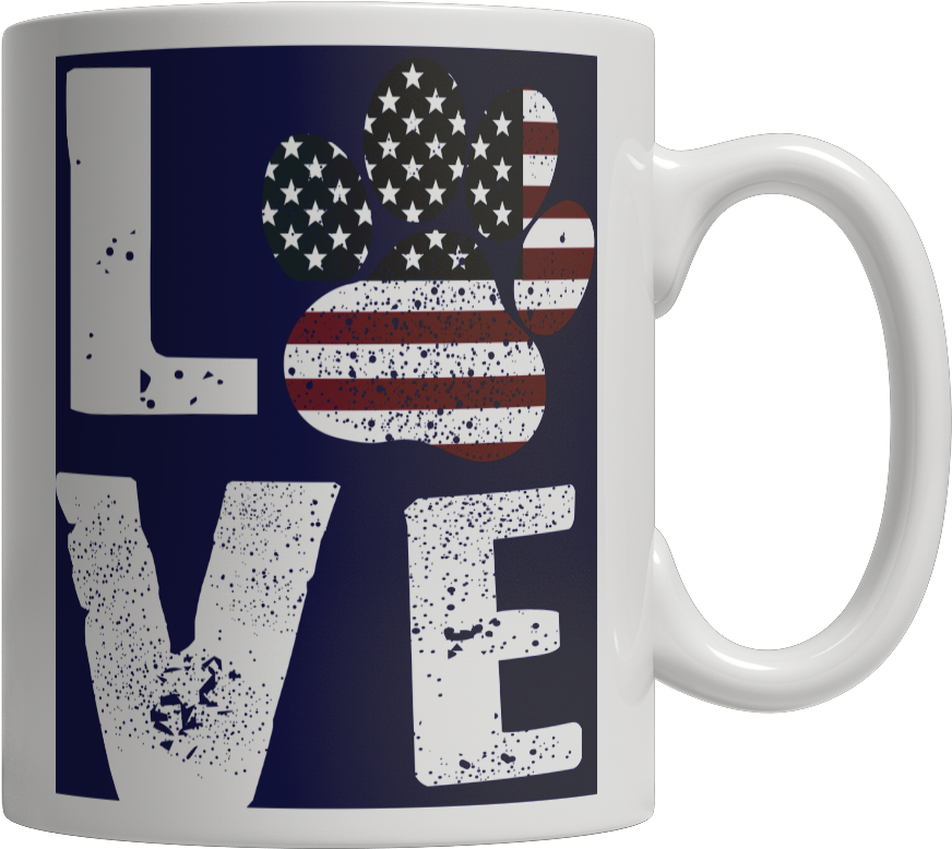 Love My Cat-dog With Paw Flag White Mug - Beer Stein (1024x1024), Png Download