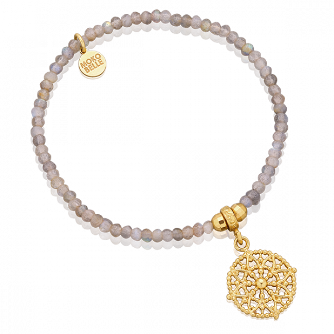 Grey Labradorites Bracelet With Gold Beads And Emma - Mandala En Circulo A Color (650x650), Png Download