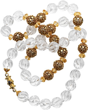 A Necklace Of Antique 22ct Gold Beads & Quartz Beads - Bead (660x380), Png Download