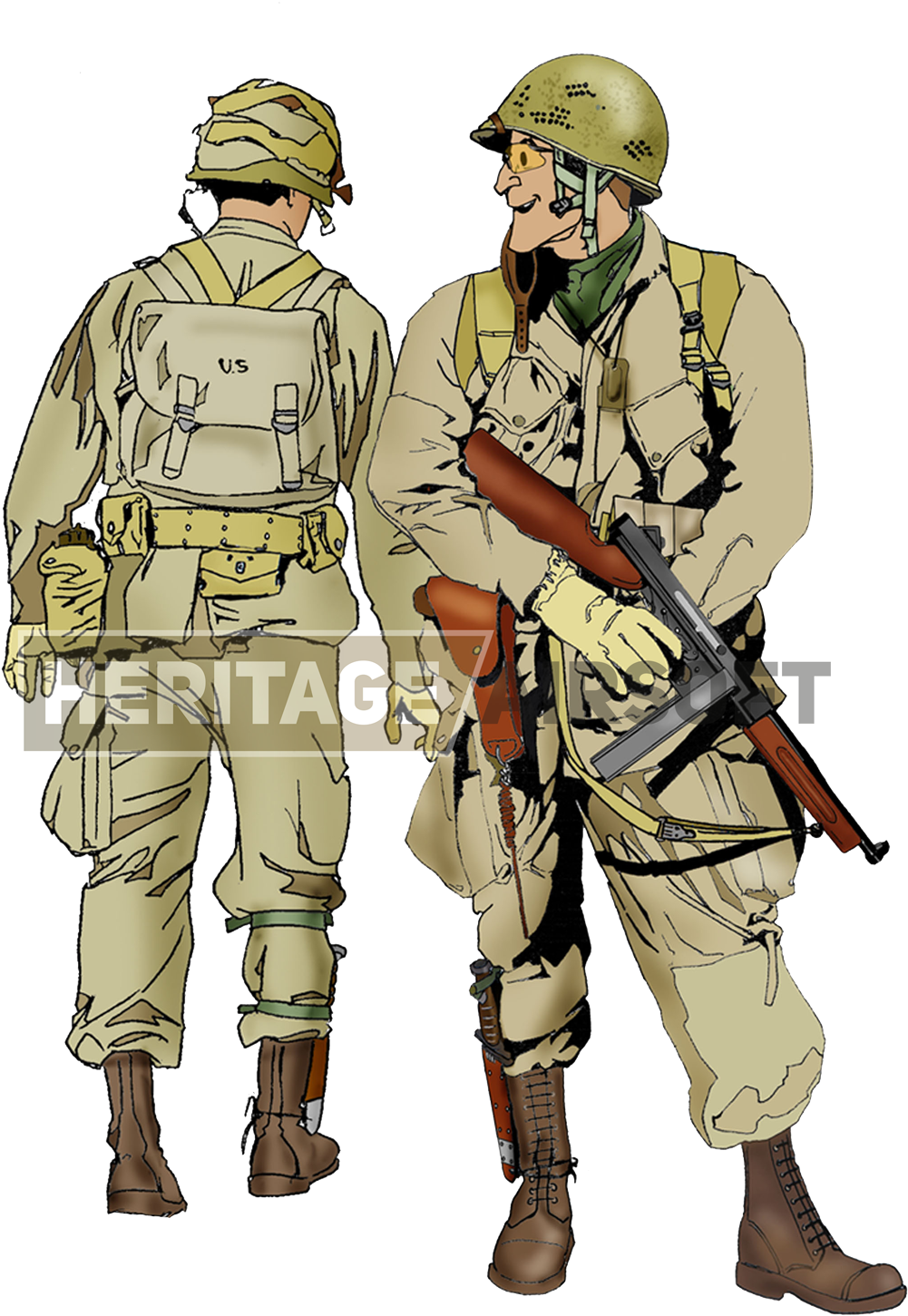 Us M42 Paratrooper, Normandy - Ww2 Paratrooper Loadout (1223x1729), Png Download