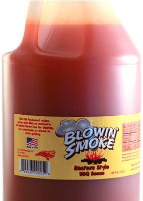 Blowin' Smoke Original Bbq Sauce - Bottle (377x400), Png Download