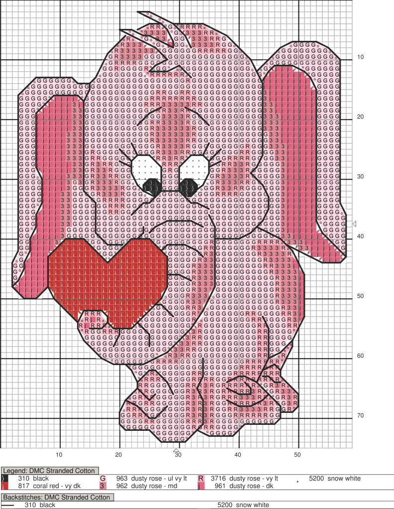 Pequeño Elefante En Punto De Cruz - Heart (792x1022), Png Download