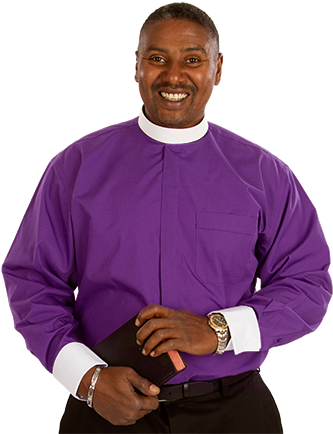 Men's Purple Clergy Shirt With French Cuffs - Gentleman (375x435), Png Download