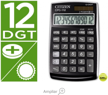 Calculadora Citizen Bolsillo Cpc-112 Bkwb 12 Digitos - Citizen Cpc-112 Basic+ Schw. Accessories (348x348), Png Download