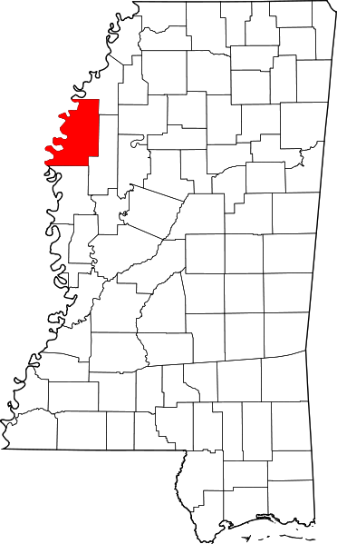 Map Of Mississippi Highlighting Bolivar County - Bolivar County Mississippi (372x599), Png Download