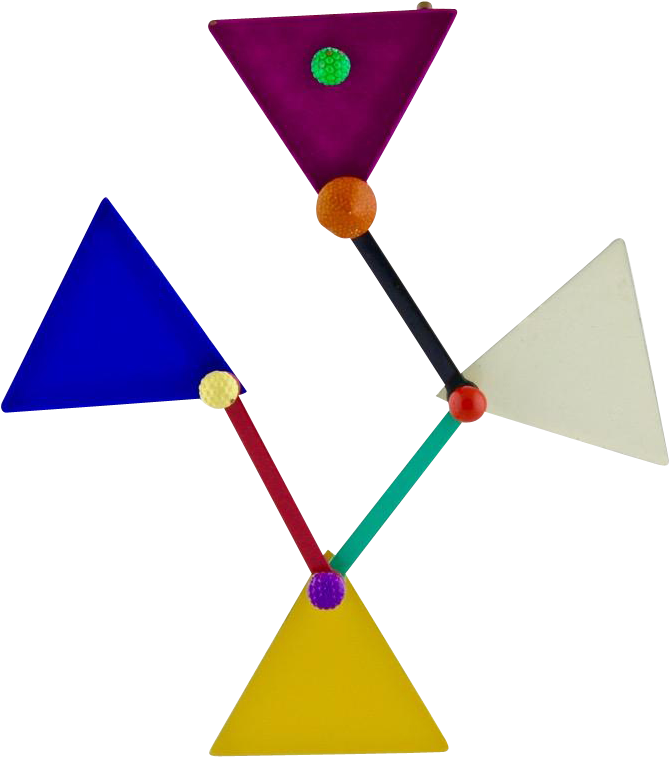 Vintage Eve Kaplin 1980s Memphis Design Move Able Enameled - Triangle (756x756), Png Download