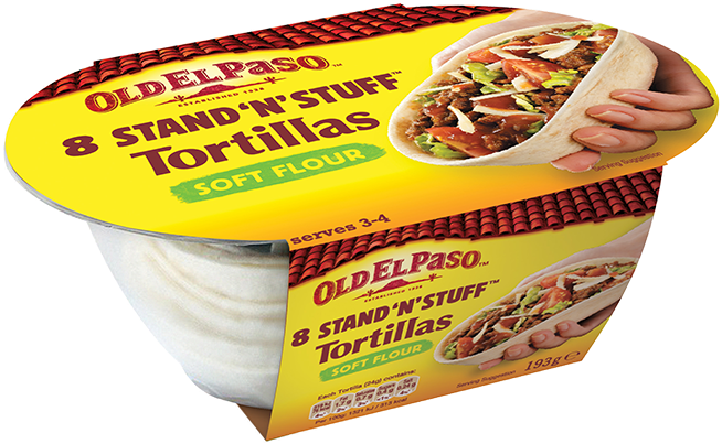 Stand N Stuff Stand Alone Tortilla - Old El Paso Soft Tacos (800x450), Png Download