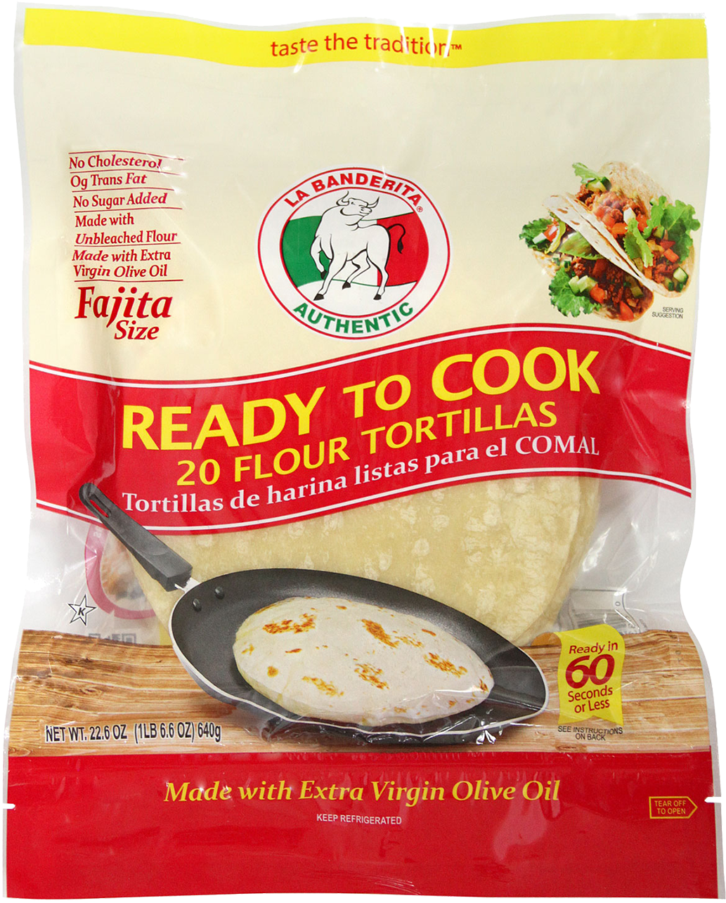 Ready To Cook Fajita Tortillas - La Banderita (1187x1471), Png Download