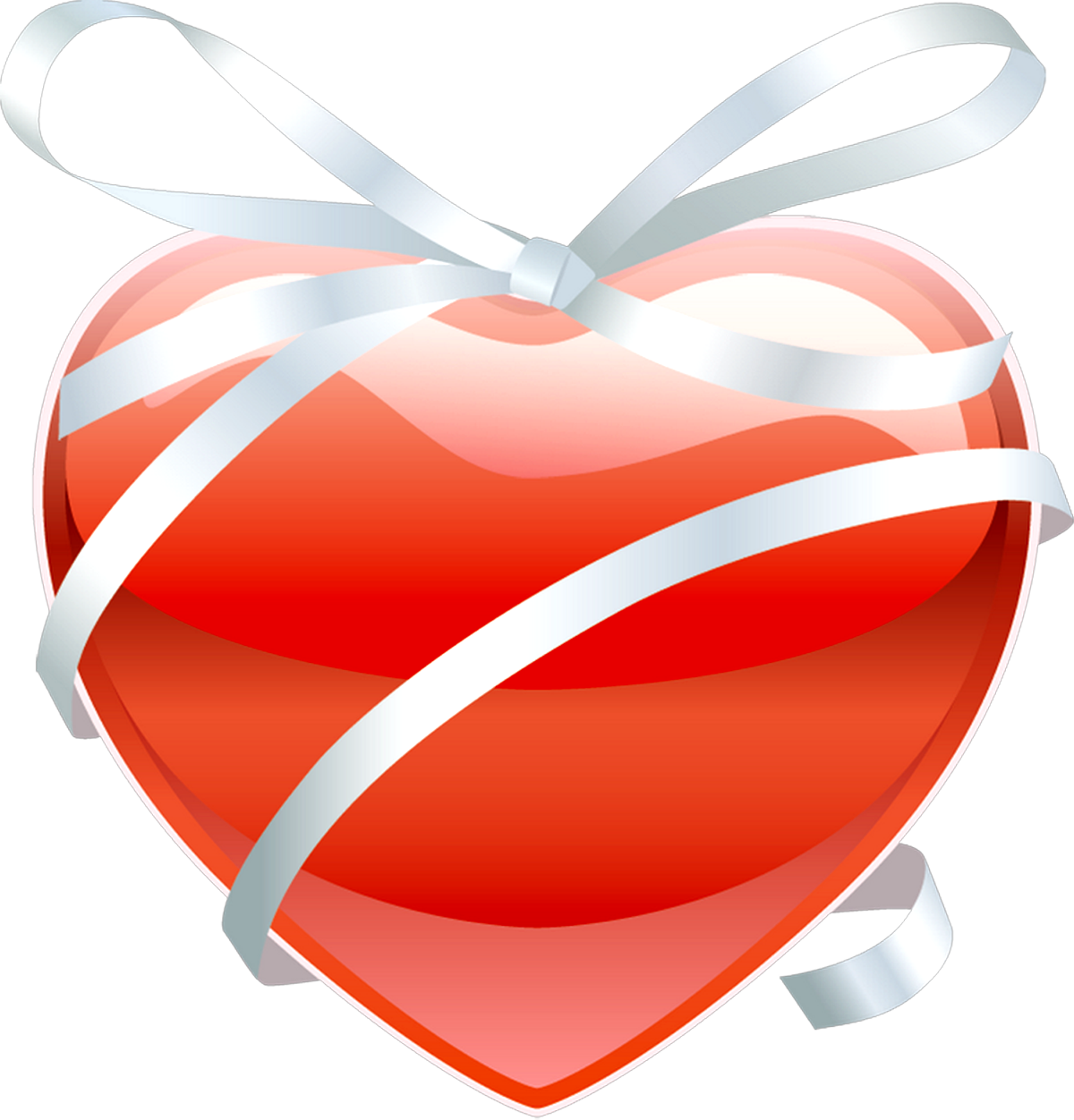 Red Heart With Ribbon - Valentine Heart Shapes (1200x1252), Png Download
