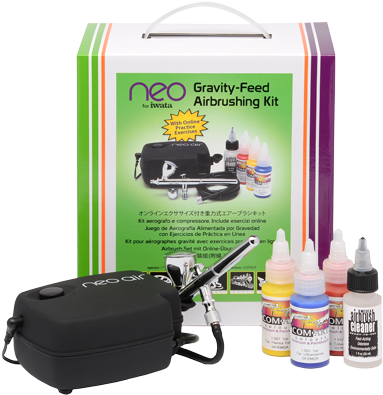 Neo Air Compressor With Neo Gravity Airbrush - Neo For Iwata Gravityfeed Airbrushing Kit (394x400), Png Download