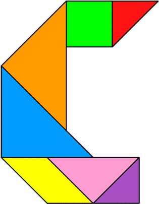 Tangram Letter C - Tangram Puzzle Letter C (420x420), Png Download