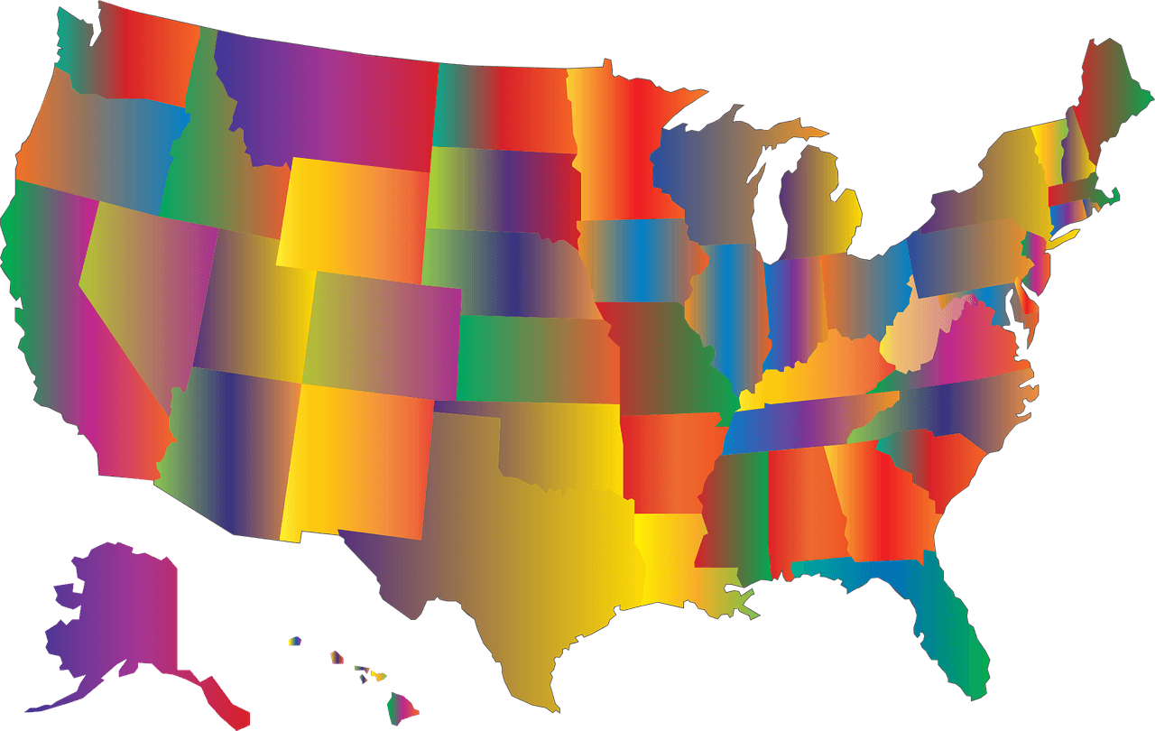 Colorful Map Of Usa - Colorful United States Map (1280x810), Png Download